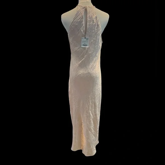 princess polly baby blue dress ZARA Crinkled Blush Halter Dress NWT – Size Small,‎ Beaded Detail